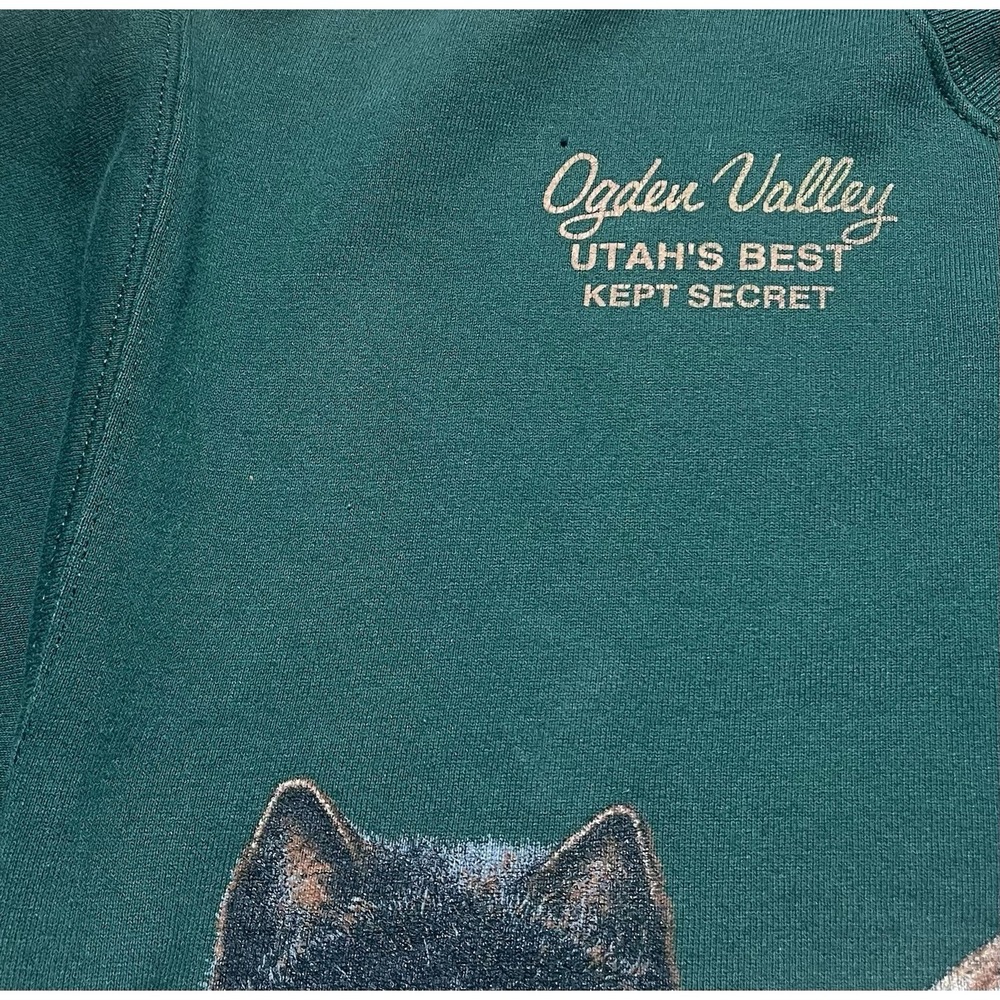 Wolfpack Double Side Green Sweatshirt Utah Ogden Valley - Vintage Size Large - Picture 5 of 13